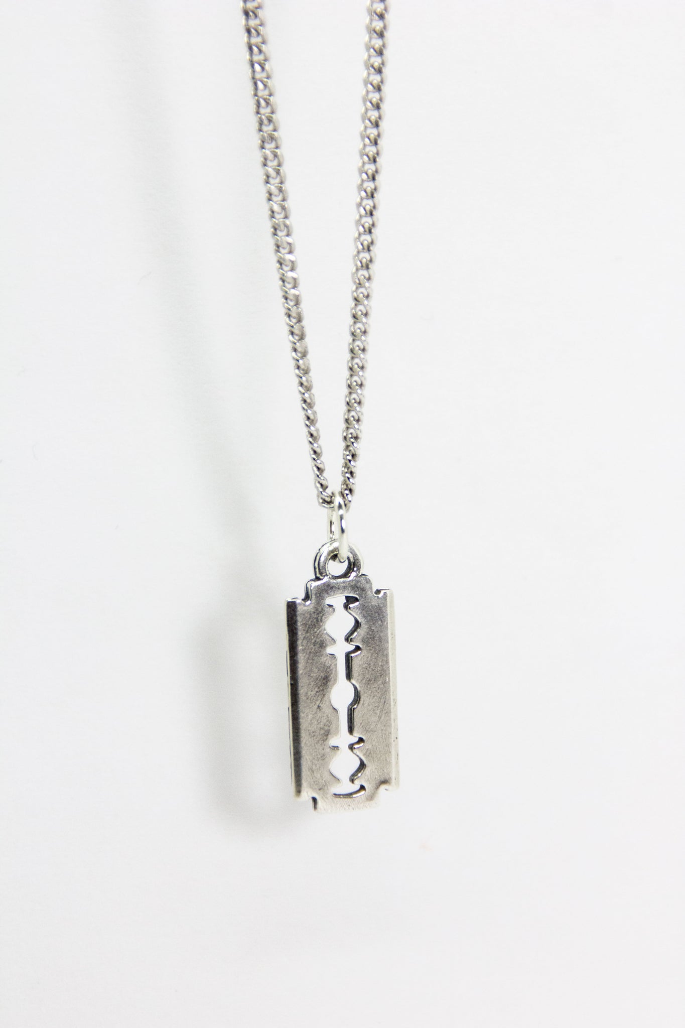 Razor blade hotsell necklace silver